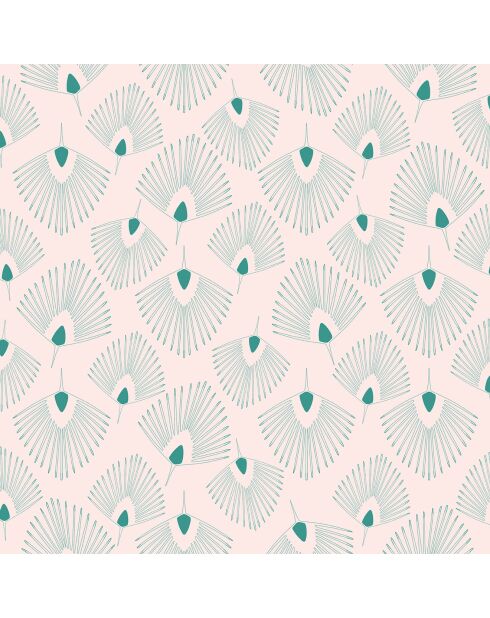 Papier peint Jungle Evenr Ails Vert Emeraude/Rose - 53 x 1005 cm