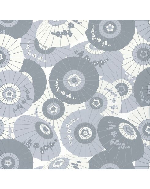 Papier peint Hanami Wagaza Gris Clair/Gris Foncé/Argenté - 53 x 1005 cm