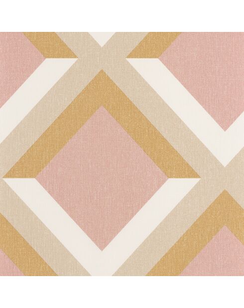 Papier peint Groove Ocre Rose Blanc - 53 x 1005 cm