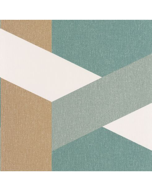 Papier peint Twist Vert D Eau Vert Emeraude Doré - 53 x 1005 cm