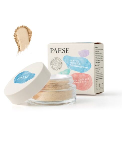 Fond de teint minéral matifiant PAESE Minerals - Vegan - 7 g-100N Light Beige