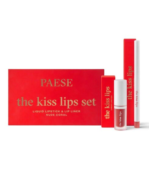 Coffret The Kiss Lips rouge à lèvres et crayon assortis 02 nude coral