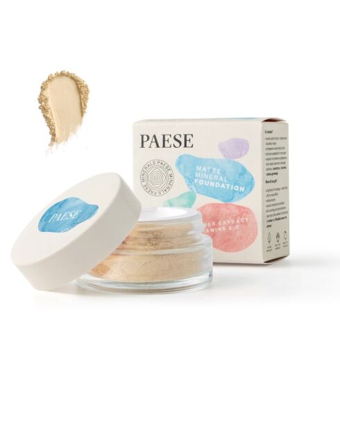 Fond de teint minéral matifiant PAESE Minerals - Vegan - 7 g-101W Beige