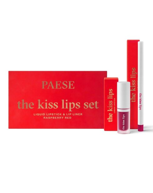 Coffret The Kiss Lips rouge à lèvres et crayon assortis 05 raspberry red