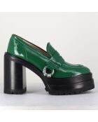 Mocassins en Cuir verni Tasky verts - Talon 12 cm