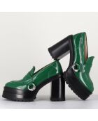 Mocassins en Cuir verni Tasky verts - Talon 12 cm