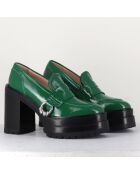 Mocassins en Cuir verni Tasky verts - Talon 12 cm