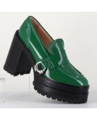 Mocassins en Cuir verni Tasky verts - Talon 12 cm