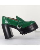 Mocassins en Cuir verni Tasky verts - Talon 12 cm