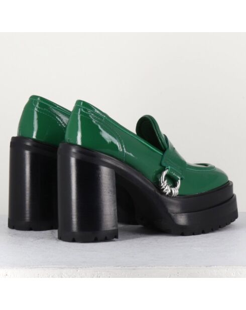 Mocassins en Cuir verni Tasky verts - Talon 12 cm