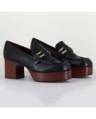 Mocassins en Cuir Mokac noirs - Talon 6 cm