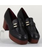 Mocassins en Cuir Mokac noirs - Talon 6 cm