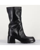 Bikers en Cuir noires - Talon 6.5 cm