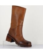 Bikers en Cuir marron - Talon 6.5 cm