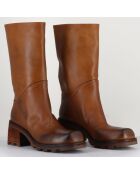 Bikers en Cuir marron - Talon 6.5 cm