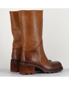 Bikers en Cuir marron - Talon 6.5 cm