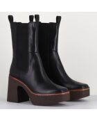 Chelsea boots en Cuir Carla noires - Talon 9 cm