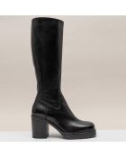 Bottes en Cuir Dahlia noires - Talon 6 cm