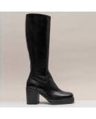 Bottes en Cuir Dahlia noires - Talon 6 cm