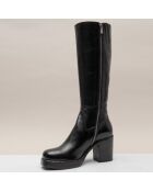 Bottes en Cuir Dahlia noires - Talon 6 cm