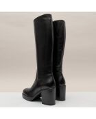 Bottes en Cuir Dahlia noires - Talon 6 cm