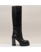 Bottes en Cuir noires - Talon 10 cm