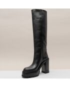 Bottes en Cuir noires - Talon 10 cm