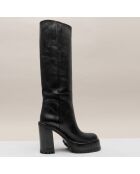 Bottes en Cuir noires - Talon 10 cm