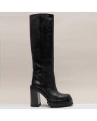 Bottes en Cuir noires - Talon 10 cm