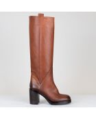 Bottes en Cuir camel - Talon 8 cm