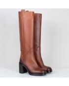 Bottes en Cuir camel - Talon 8 cm