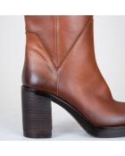 Bottes en Cuir camel - Talon 8 cm