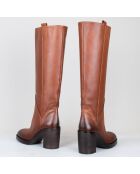 Bottes en Cuir camel - Talon 8 cm