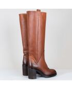 Bottes en Cuir camel - Talon 8 cm