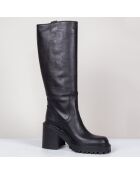 Bottes en Cuir noires - Talon 8 cm