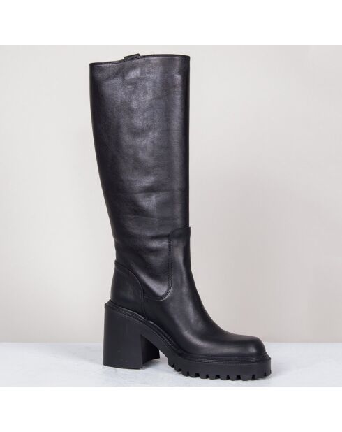 Bottes en Cuir noires - Talon 8 cm