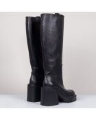 Bottes en Cuir noires - Talon 8 cm