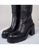 Bottes en Cuir noires - Talon 8 cm