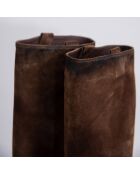 Bottes en Velours de Cuir camel - Talon 8 cm