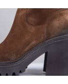 Bottes en Velours de Cuir camel - Talon 8 cm