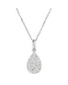Pendentif & Chaîne Goutte de pluie Diamants 0.11 ct or blanc