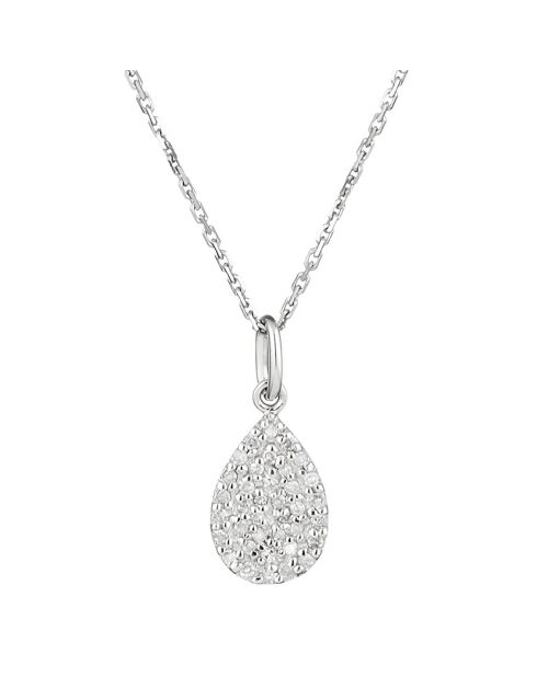 Pendentif & Chaîne Goutte de pluie Diamants 0.11 ct or blanc