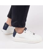 Sneakers en Cuir London blanc/bleu