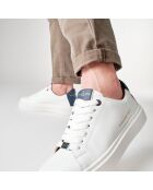 Sneakers en Cuir London blanc/bleu