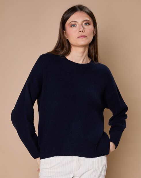 Pull 100% Cachemire 4 fils Ophélie col rond bleu marine