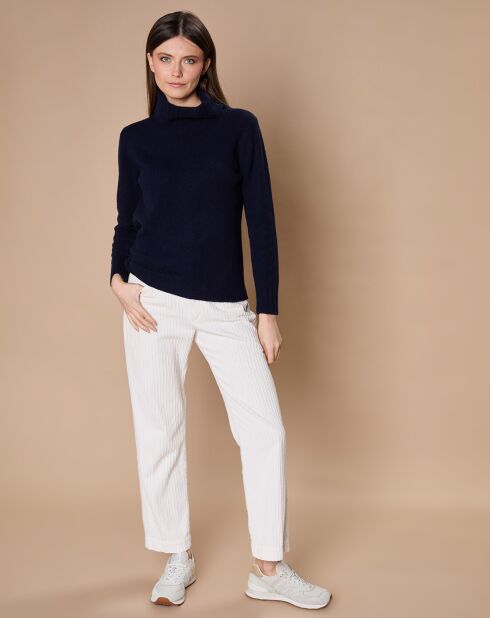 Pull 100% Cachemire 4 fils Audrey col roulé bleu marine