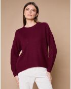 Pull 100% Cachemire 4 fils Ophélie col rond bordeaux