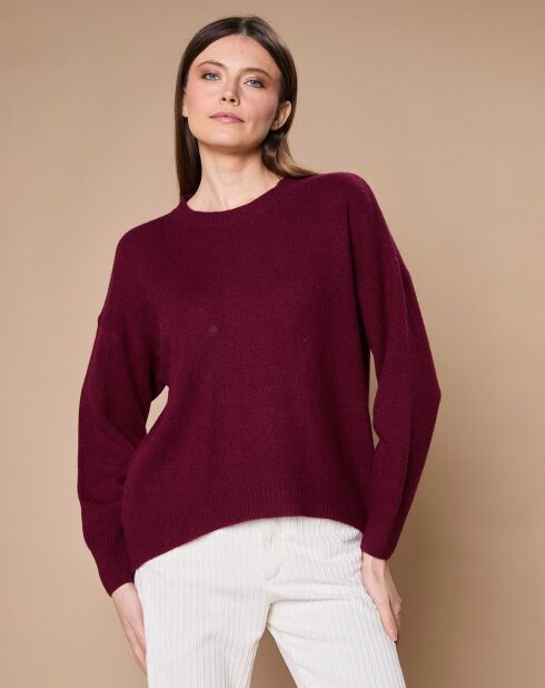 Pull 100% Cachemire 4 fils Ophélie col rond bordeaux