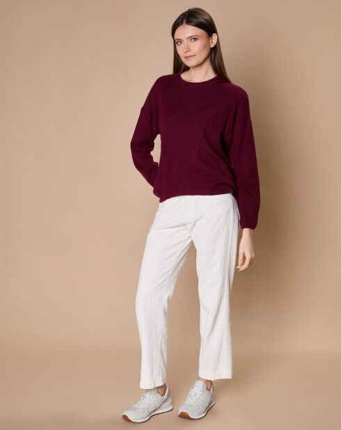 Pull 100% Cachemire 4 fils Ophélie col rond bordeaux