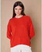 Pull 100% Cachemire 4 fils Ophélie col rond orange brique